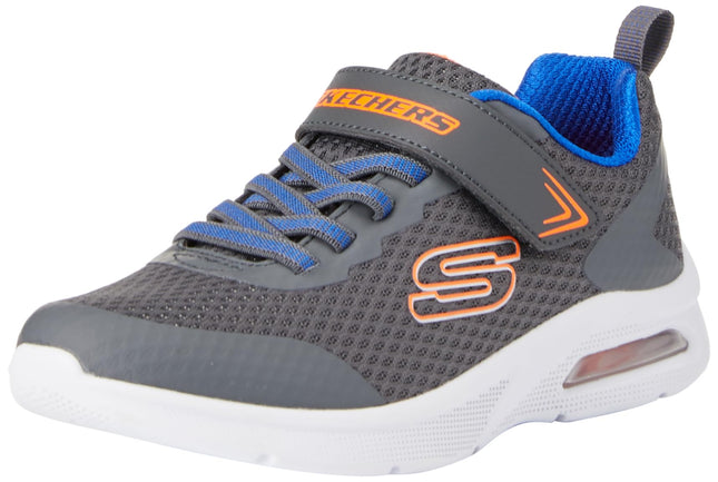 Skechers Boy's Microspec Max Sneaker, Charcoal/Blu