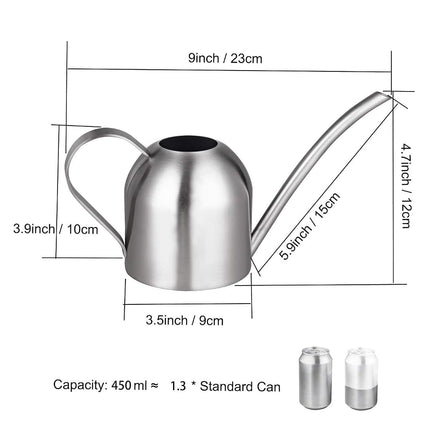 IMEEA 15oz/450ml Small Watering Can Stainless Steel Watering Can for Indoor Plants Office Windowsill Bonsai Succulent