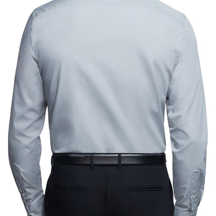Van Heusen Men's Dress Shirt Regular Fit Poplin Solid, Grey Stone, 14" Neck 32"-33" Sleeve