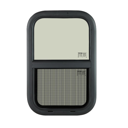 VEVOR Vertical RV Window, 14" W x 22" H Tinted Sliding RV Windo w with Net Screen & Trim Ring, Fit 15/16" - 1 3/4" Thickness Wall, RV Windo Replacement for Teardrop Cargo Trailer Camper, DOT Approved