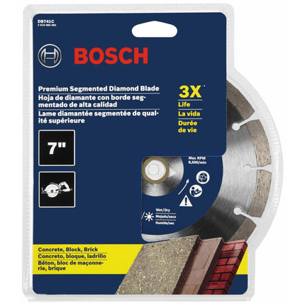 BOSCH DB441C 4 in. Premium Segmented Rim Diamond Blade with 7/8 in. Arbor for Universal Rough Cut Wet/Dry Cutting Applications in Concrete, Brick, Block