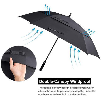 G4Free Extra Large Golf Umbrella 62/68 inch Vented Square Umbrella Windproof Auto Open Double Canopy Oversized Stick Umbrella