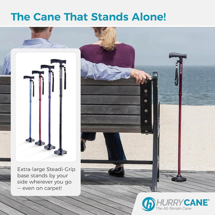 HurryCane Freedom Edition Folding Cane with T Handle, Pathfinder Purple