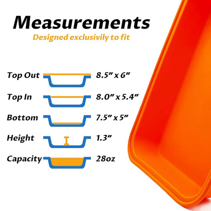 QHAND Drip Pans for Weber - Grill Accessories for Weber Genesis, Spirit, Q Series - Reusable Silicone Grill Grease Tray Liners for Ninja Woodfire Grill - 8.5" x 6" - 2 Pack - Gray & Orange