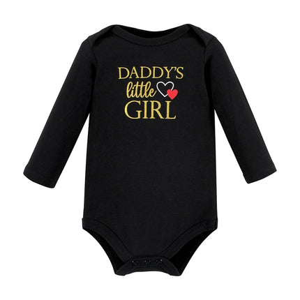 Hudson Baby unisex-baby Cotton Long-sleeve Bodysuits, Girl Daddy Red Black, 0-3 Months