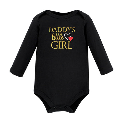 Hudson Baby unisex-baby Cotton Long-sleeve Bodysuits, Girl Daddy Red Black, 0-3 Months