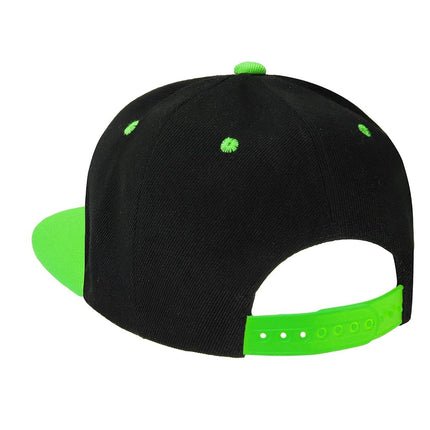 Classic Snapback Hat Cap Hip Hop Style Flat Bill Blank Solid Color Adjustable Size, 1pc Black/Green, One size
