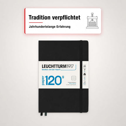 120g Edition Notebook (A5), 203 pages, Ruled, Black