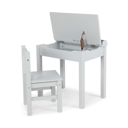 Melissa & Doug – Escritorio y silla infantiles con tapa abatible (muebles infantiles, gris, 2 piezas)