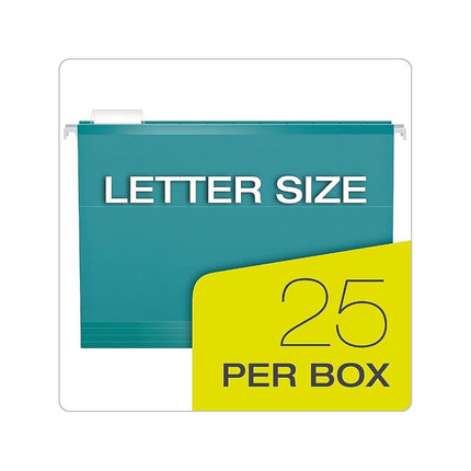 Pendaflex Hanging Folder, Aqua, 1/5 Tab, Letter, 25 Box, 4152 1/5 AQU