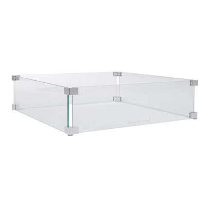 Fire Sense Fire Pit Wind Guard | Square | Clear Glass | 22.5 Inches | Tempered Glass | For Propane, Gas, Fire Pits and Patio Heaters