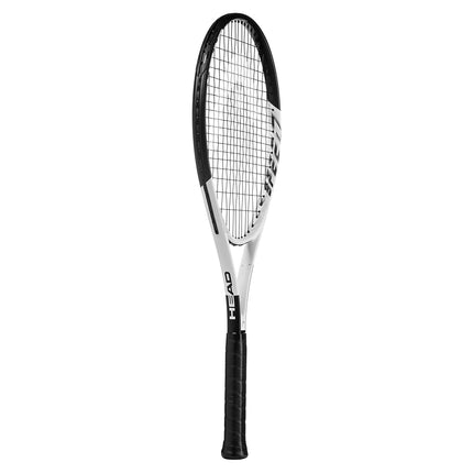 Raquette de tennis adulte HEAD Geo Speed - Pré-cordée Équilibre en tête 27,5 pouces - Manche 4 3/8 pouces, Noir/Blanc