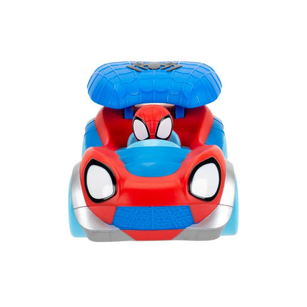 SPIDEY AND HIS AMAZING FRIENDS MARVEL Power Web Racer - 8-Inch Vehicle with Rev Up Spoiler, Light Up Wheels, and Built-In-Character