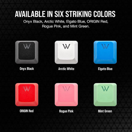 Kit de modification de touches Corsair PBT Double-Shot PRO – Touches PBT double injection – Rouge origine – Rangée inférieure standard – Surface texturée – Parois de 1,5 mm d'épaisseur – Amortisseurs toriques