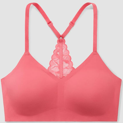 True & Co Women's Lace Racerback Adjustable Strap Bralette, Cactus Bloom, L