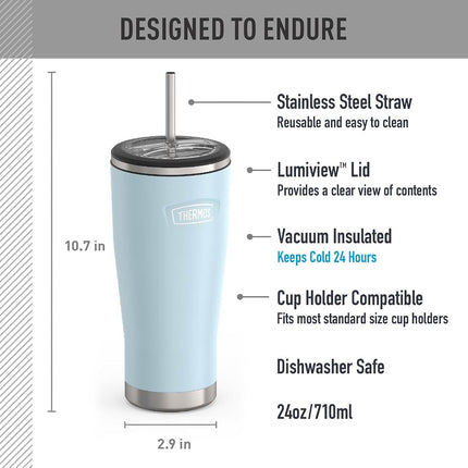 THERMOS ICON Series by Stainless Steel Cold Tumbler with Straw, 24 Ounce, Glacier