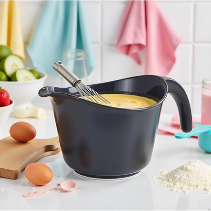 Reston Lloyd, Batter Bowl with Pour Spout, Non-Slip Base, Erogonomic Space Saving Detachable Handle, 2 QT Heavy Duty BPA-Free Microwave & Dishwasher Safe, Charcoal