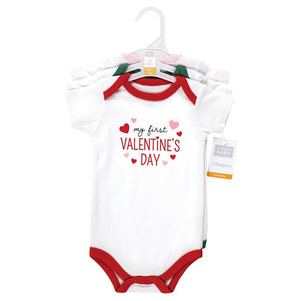 Hudson Baby Lot de 5 bodies en coton pour bébé fille, première Saint-Valentin et Pâques, 0-3 mois