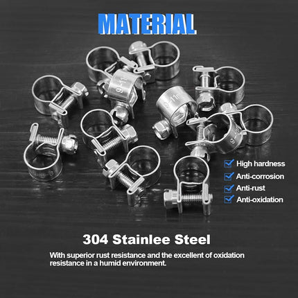 Glarks 12Pack 9-11mm Stainless Steel Mini Fuel Injection Hose Clamps Adjustable Pipe Hose Clip Tube Clamps Set (11/32''-7/16'' Dia)