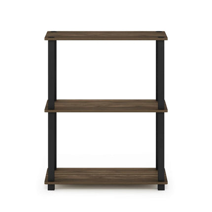 Furinno TURN-S-TUBE Storage Shelves, 3-Tier Book Shelf, Corner Shelf, Toolless Open Shelves, for Organization and Storage, Living Room, Garage, Home Office, Columbia Walnut