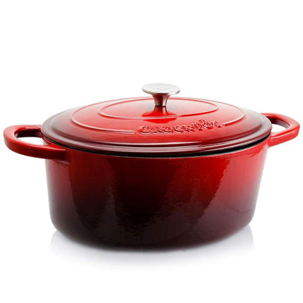 Olla holandesa ovalada de hierro fundido esmaltado Crock-Pot Artisan, 6.6 litros, rojo escarlata