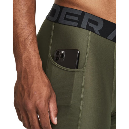 Under Armour Men's Standard HeatGear Leggings, (305) Team Kelly Green / / White, Small