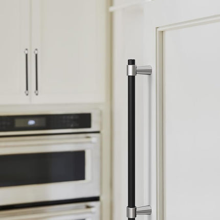 Amerock Mergence 7-9/16 inch (192mm) Center-to-Center Matte Black/Polished Chrome Cabinet Pull, BP36980FB26