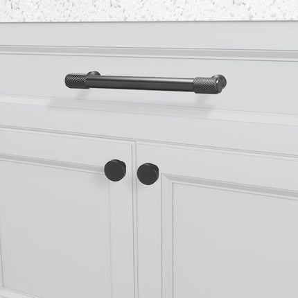 BUKOBYHE 10 Pack 5Inch(128mm) Matte Black Kitchen Cabinet Handles Knurled Cabinet Pulls Black Drawer Pulls Kitchen Hardware