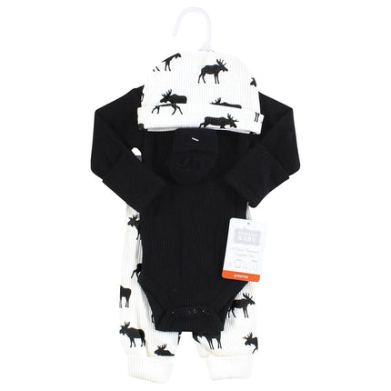 Hudson Baby Unisex Thermal Preemie Layette Set 4pc Long Sleeve Outfit, Moose, Preemie