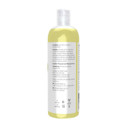 NOW Solutions, Avocado Oil, 100% Pure Moisturizing Oil, Nutrient Rich and Hydrating, 16-Ounce