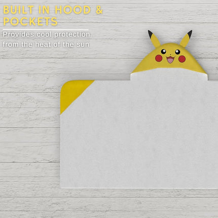 Serviette à capuche Pokemon en tissu éponge de coton super doux pour le bain, la piscine et la plage, 24 po x 50 po, (produit sous licence officielle) par Franco