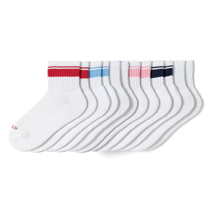 HUE Women's Mini Crew Sock, Retro Stripe-6 Pair Pack, One Size (Pack of 6)