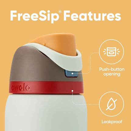 Botella de agua Owala FreeSip de acero inoxidable con aislamiento, con pajita, para deportes y viajes, a prueba de fugas, sin BPA, 945ml, Boneyard