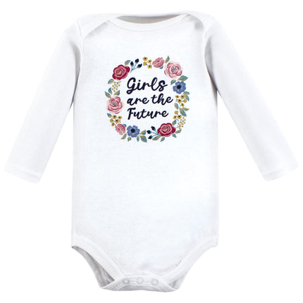 Hudson Baby unisex-baby Cotton Long-sleeve Bodysuits, Girls World, 0-3 Months