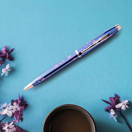 CROSS Century II AT0082-163 Limited Edition Sakura Day and Night Collection - Twist-Action ‎Brass Resin Ballpoint Pen with ‎Contoured Grip and Black Ink, Medium Point, 1 Pack, Cobalt Blue