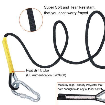 X XBEN Outdoor Climbing Rope Rock Climbing Rope, Escape Rope Climbing Equipment Fire Rescue Parachute Rope (96 Foot) - Black