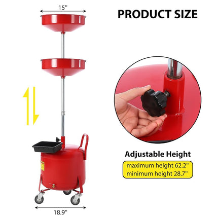 Vidangeur et extracteur d'huile par aspiration de 30 litres, vidangeur pneumatique, vidangeur à air pour changement d'huile, conteneur de vidange d'huile portable, réservoir de vidange d'huile avec entonnoir réglable
