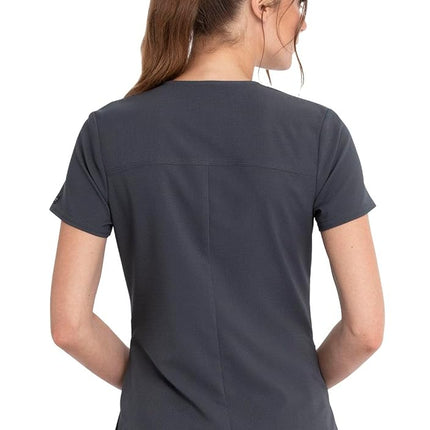 Cherokee Women's V-Neck Top Medical Scrubs Shirt, Pewter, XL