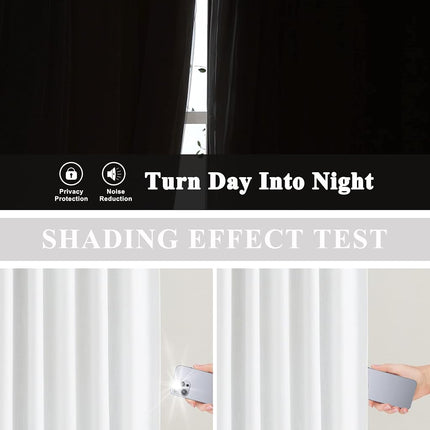 Vision Home White Pinch Pleated Full Blackout Curtains Thermal Insulated Window Curtains 108 inch for Living Room Bedroom Room Darkening Pinch Pleat Drapes with Hooks Back Tab 2 Panel 40" Wx108 L