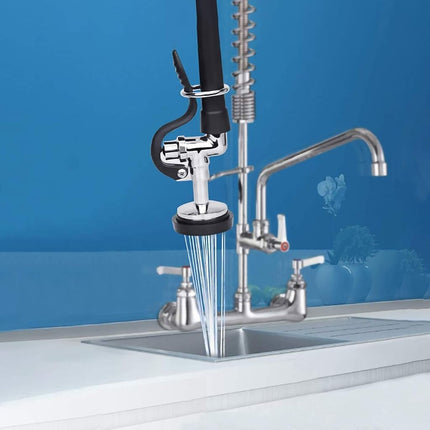 KWODE Pre-Rinse Spray Valve Head for All Commercial Kitchen Sink Faucet, High Pressure Dish Sprayer Nozzle with Hand Grip Assembly Replacement Kit for Restaurant Industrial Faucets