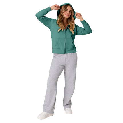 Hanes Hoodie, EcoSmart Fleece Full, Zip-up Hooded Sweatshirt for Women, Spanish Moss, Medium