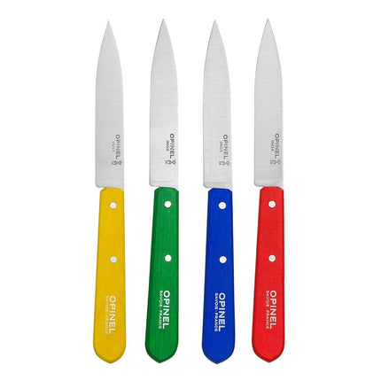 Opinel 112 Assorted Classic Colors Kitchen Paring Knives (Set of 4), Blue/Yellow