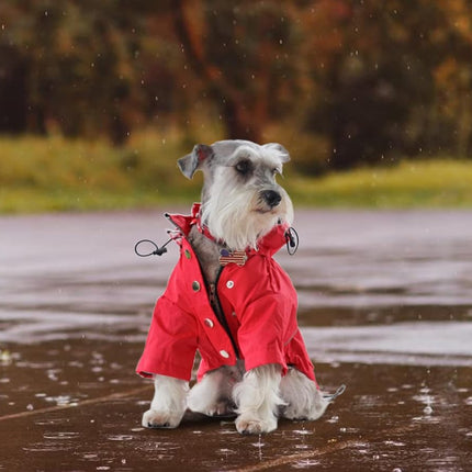 Morezi Dog Zip Up Dog Raincoat, Dog Clothes, Dog Vest with Reflective, Rain/Water Resistant, Adjustable Drawstring, Removable Hood, Stylish Premium - Red - XXL
