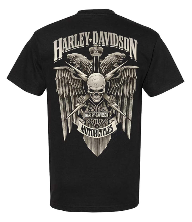 Harley-Davidson Men's Lightning Crest Crew-Neck Short Sleeve Cotton T-Shirt, Black, XL