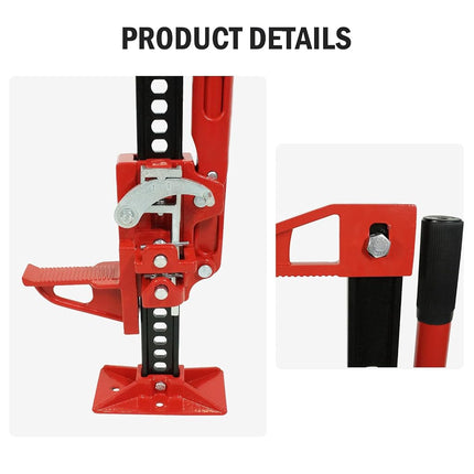 Garvee 60" High Lift Farm Jack, 6600LBS/3 Ton Heavy Duty Ratcheting Utility Jack, Red Off-Road Bumper Lift Jack for Trucks Jeeps Tractors SUVs, All-Terrain Vehicle Rescue & Farm Equipment Lifting