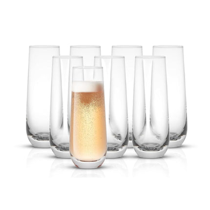 JoyJolt Milo Stemless Champagne Flutes Set of 8 Cr
