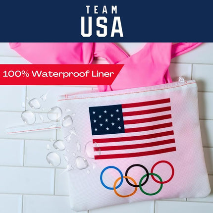 Franco Collectibles Équipe Olympique Américaine USA - Sac de plage/piscine étanche pour maillot de bain, maquillage, articles de toilette (Produit sous licence officielle)