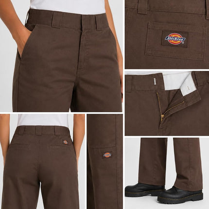 Dickies Womens Loose Fit Double Knee Work Pant (Fp283), Mushroom, 34 Long