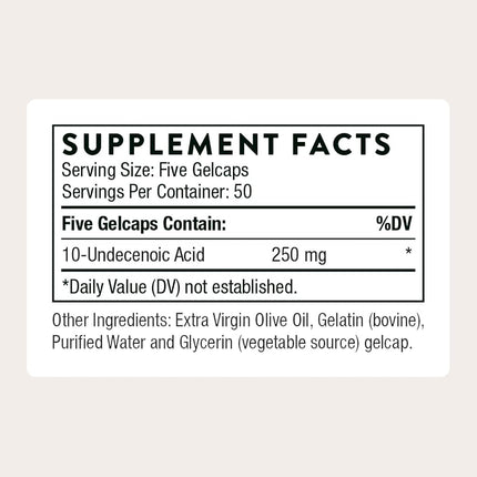 Thorne Research - Formula SF722 - Undecylenic Acid for Gastrointestinal and Gut Flora - 250 Gelcaps