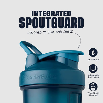 Bouteille Shaker BlenderBottle Classic V2, parfaite pour les boissons protéinées et les boissons avant l'entraînement, 828 ml, Bleu Océan